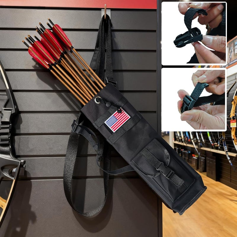 e5e10 Quiver for Arrows & Hip Quivers for Archery - Quiver with Drawstring Top Closure, Dual Shoulder or Hip Hanged - Pocket Quiver for Archery (Back) - Image 5